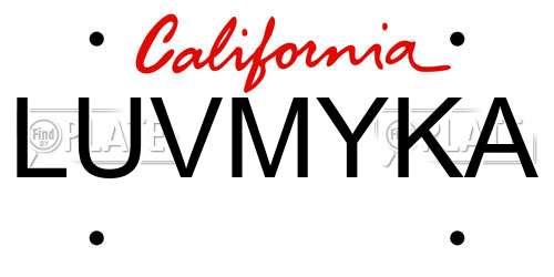 LUVMYKA California License Plate