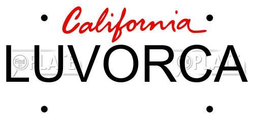 LUVORCA California License Plate