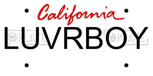 LUVRBOY California License Plate