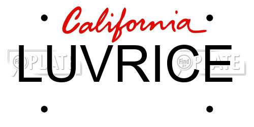 LUVRICE California License Plate