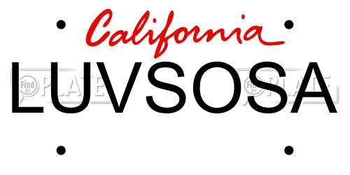 LUVSOSA California License Plate