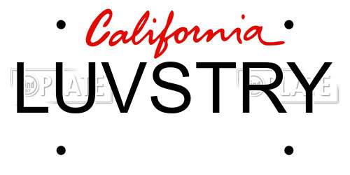 LUVSTRY California License Plate