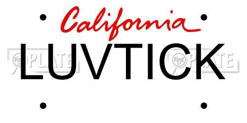 LUVTICK California License Plate