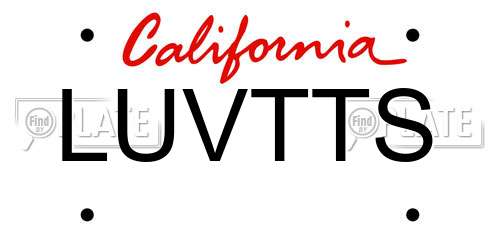 LUVTTS California License Plate