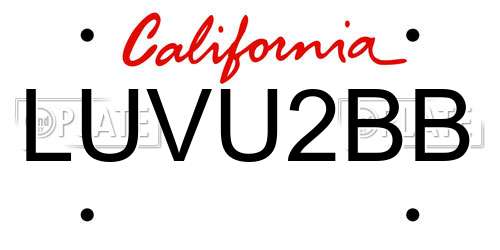 LUVU2BB California License Plate