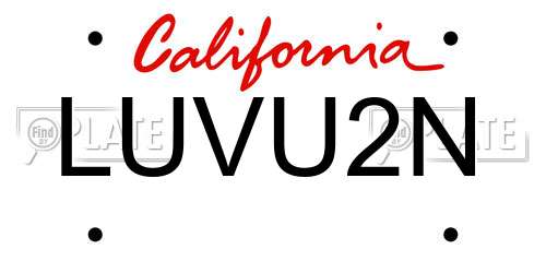 LUVU2N California License Plate