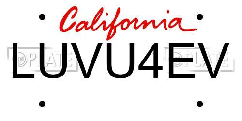LUVU4EV California License Plate