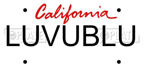 LUVUBLU California License Plate