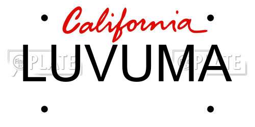 LUVUMA California License Plate