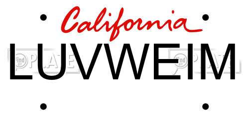 LUVWEIM California License Plate