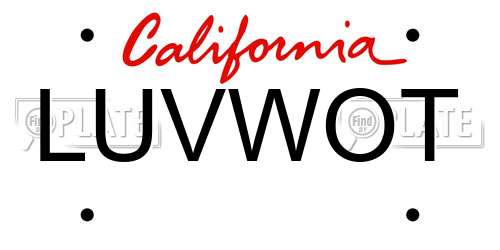 LUVWOT California License Plate