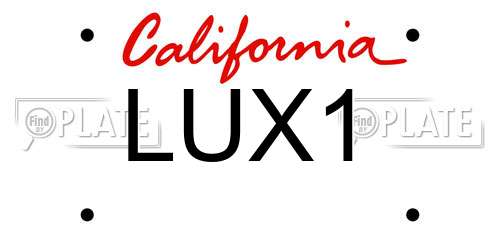LUX1 California License Plate