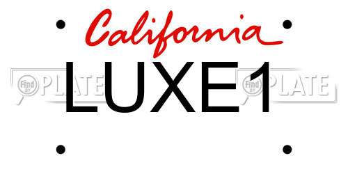 LUXE1 California License Plate