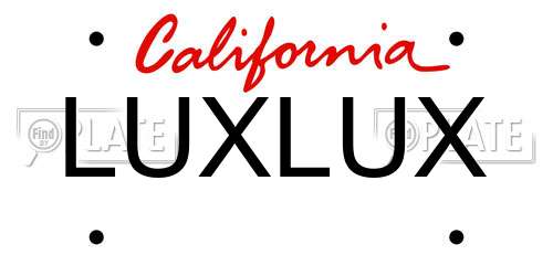 LUXLUX California License Plate