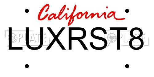 LUXRST8 California License Plate