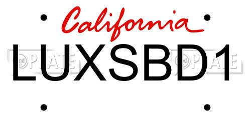 LUXSBD1 California License Plate