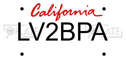 LV2BPA California License Plate