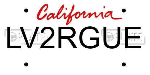LV2RGUE California License Plate