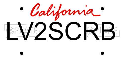 LV2SCRB California License Plate
