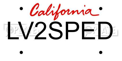 LV2SPED California License Plate
