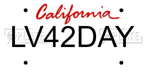 LV42DAY California License Plate