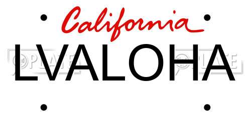 LVALOHA California License Plate