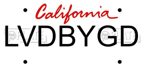 LVDBYGD California License Plate