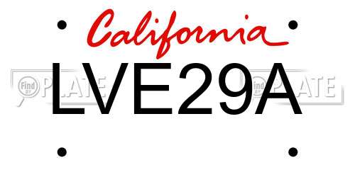 LVE29A California License Plate