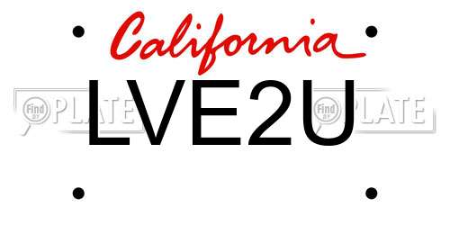 LVE2U California License Plate