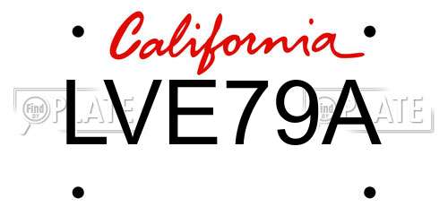 LVE79A California License Plate