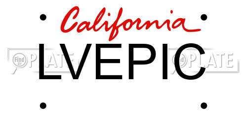 LVEPIC California License Plate