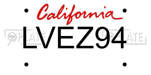 LVEZ94 California License Plate