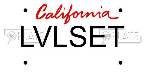 LVLSET California License Plate