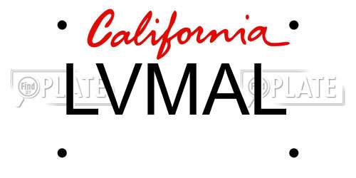 LVMAL California License Plate