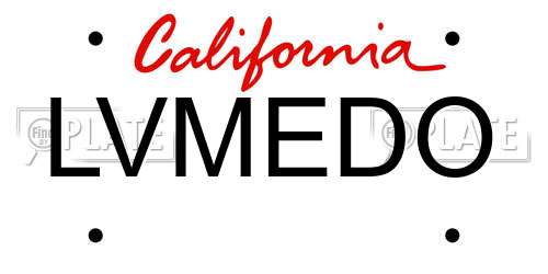 LVMEDO California License Plate