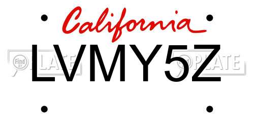 LVMY5Z California License Plate