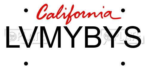 LVMYBYS California License Plate