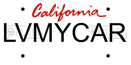 LVMYCAR California License Plate