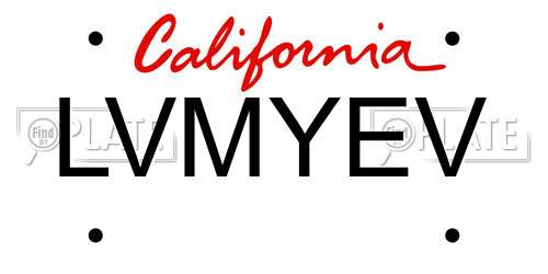 LVMYEV California License Plate