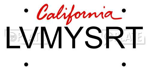 LVMYSRT California License Plate