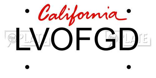 LVOFGD California License Plate