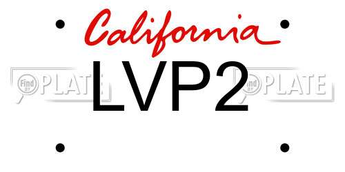 LVP2 California License Plate