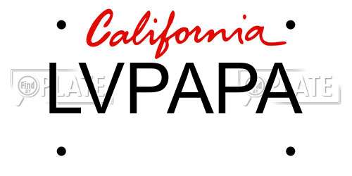 LVPAPA California License Plate