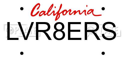 LVR8ERS California License Plate