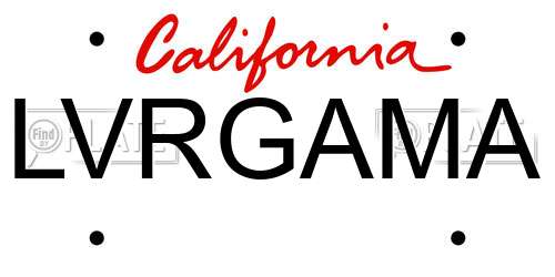 LVRGAMA California License Plate