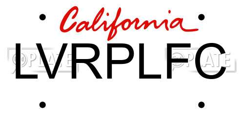 LVRPLFC California License Plate