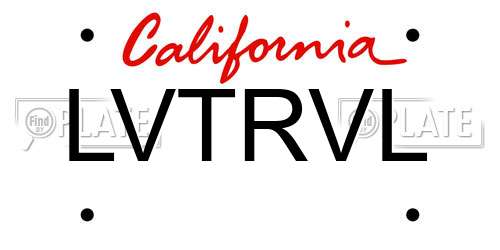 LVTRVL California License Plate