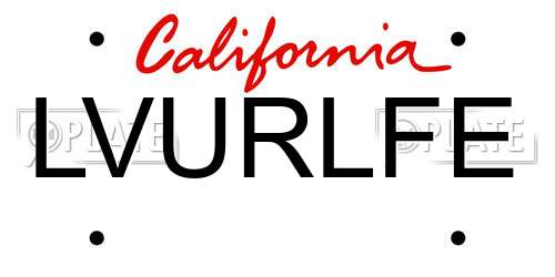 LVURLFE California License Plate