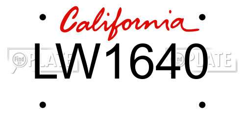 LW1640 California License Plate