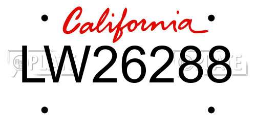 LW26288 California License Plate